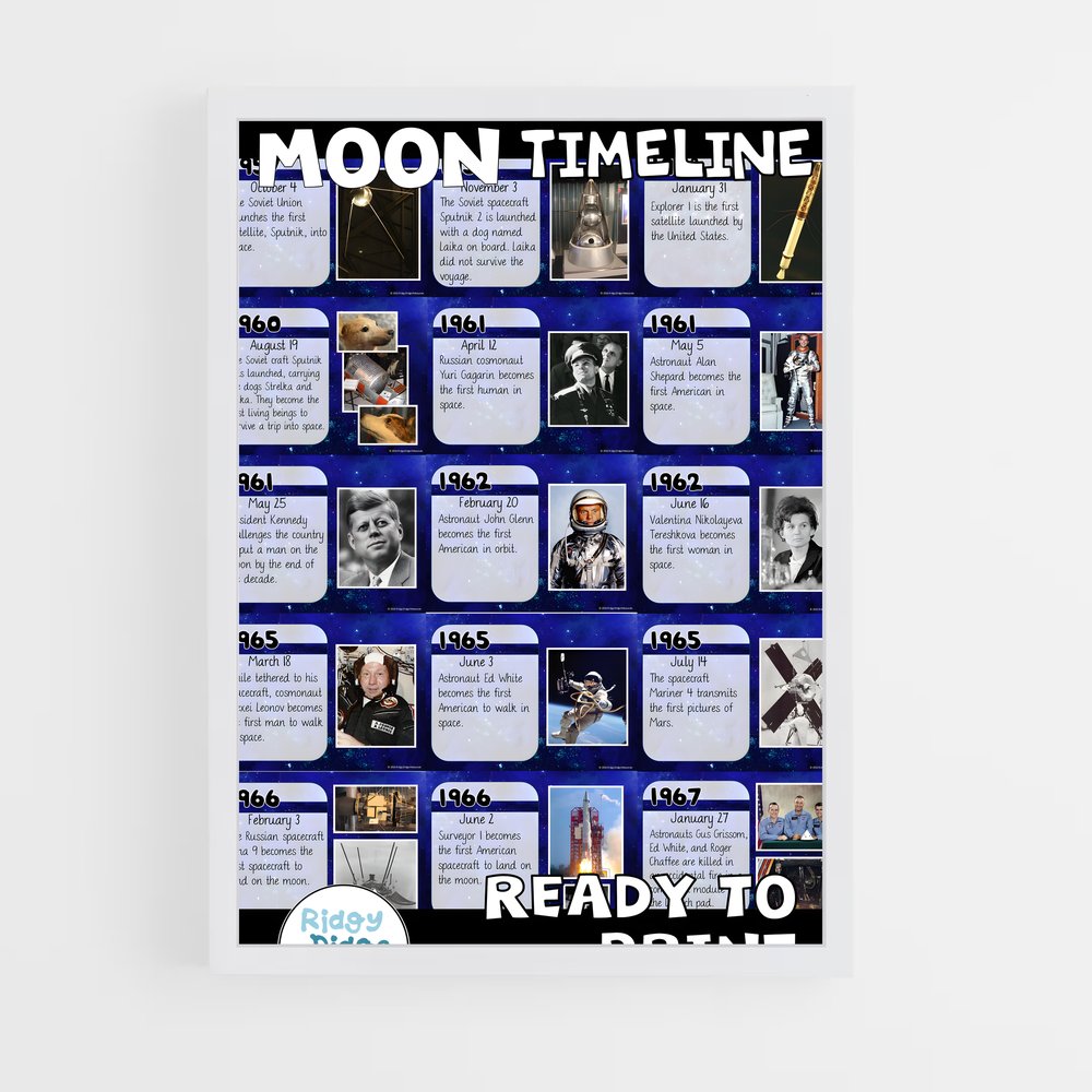 Poster Vers la Lune – affiche Espace rétro (vue 3)
